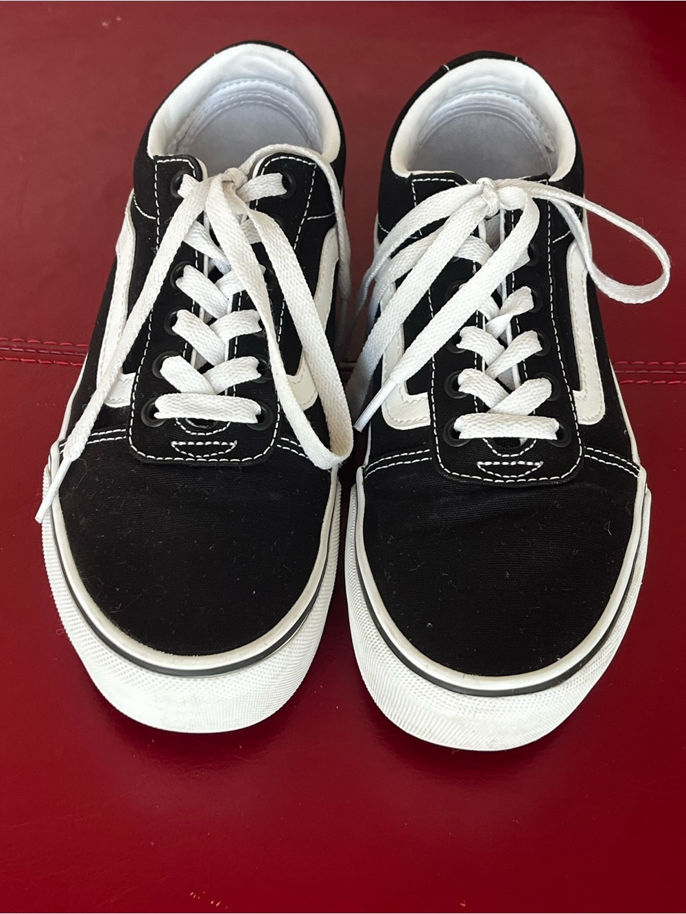 Vans Old Skool Classic Black Canvas Platform Sneaker with White Stripe Size 6.5 - Picture 4 of 9